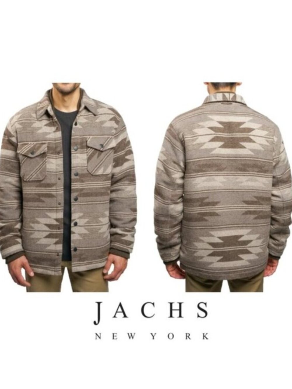 NWT Jachs Men's Full Button Plush Shirt Jacket, Brown